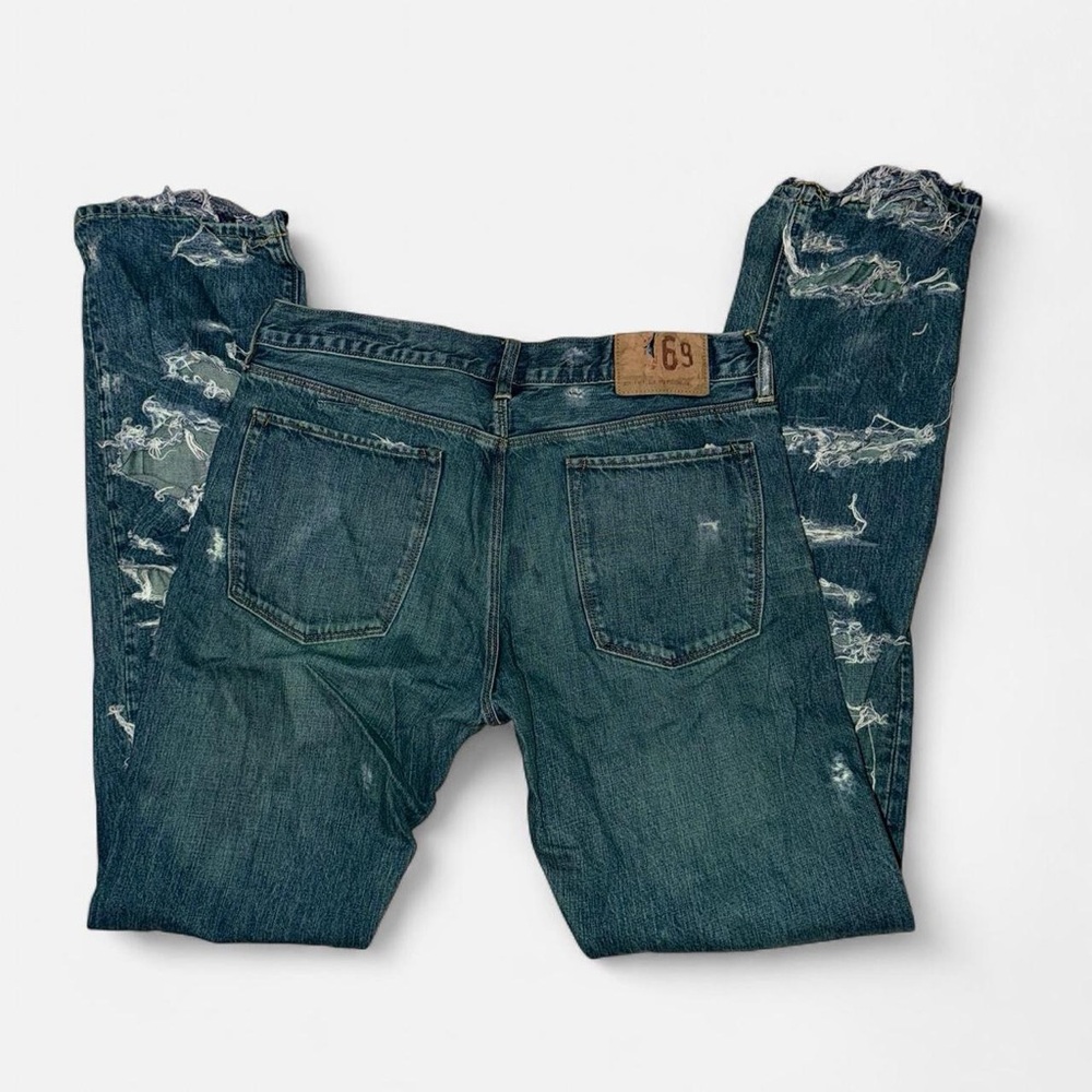 Men's Distressed Blue Denim Jeans - Vintage Style